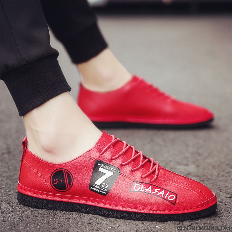 Mocassins Homme Chaussures En Cuir Angleterre Tendance Tous Les Assortis Printemps Blanc