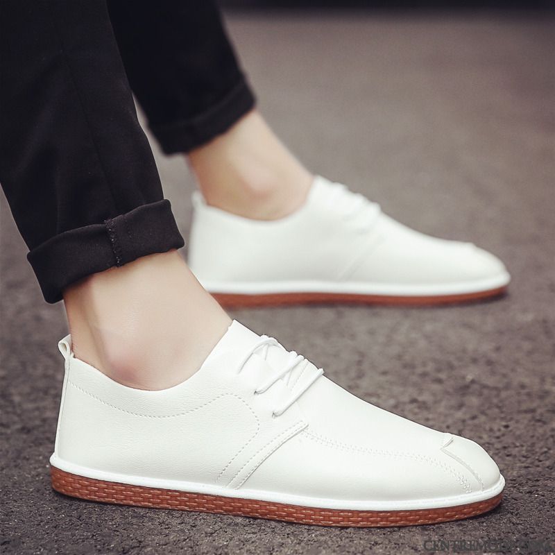 Mocassins Homme Chaussures En Cuir Angleterre Tendance Tous Les Assortis Printemps Blanc
