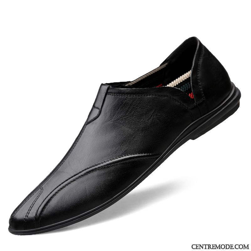 Mocassins Homme Chaussures En Cuir Chaussures De Conduite Tendance Costume Formel Respirant Entreprise Noir