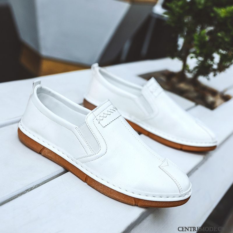 Mocassins Homme Chaussures En Cuir Décontractée Tendance Respirant Slip-on Été Noir