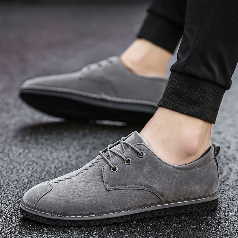 Mocassins Homme Chaussures En Cuir Printemps Tendance Tous Les Assortis Angleterre Jeunesse Noir