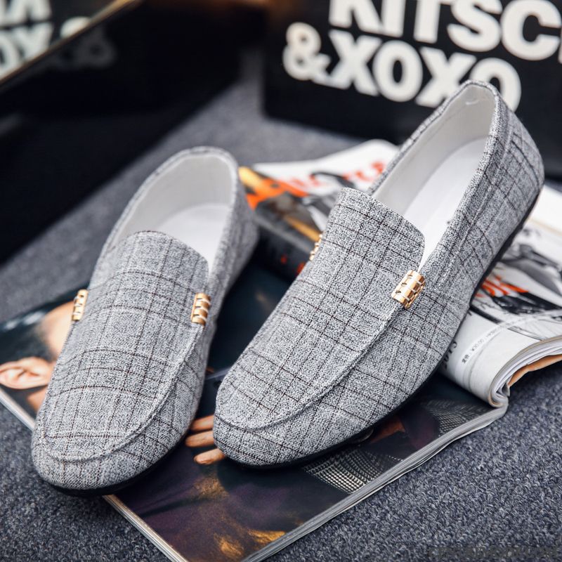 Mocassins Homme Chaussures En Tissu Été Tous Les Assortis Slip-on Flâneurs Blanc