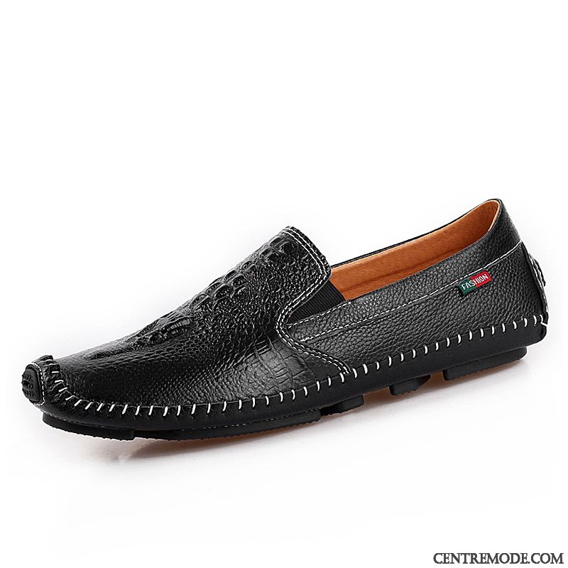 Mocassins Homme Crocodile Semelle Doux Décontractée Jeunesse L'automne Chaussures En Cuir Bleu