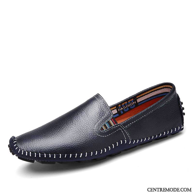 Mocassins Homme Crocodile Semelle Doux Décontractée Jeunesse L'automne Chaussures En Cuir Bleu