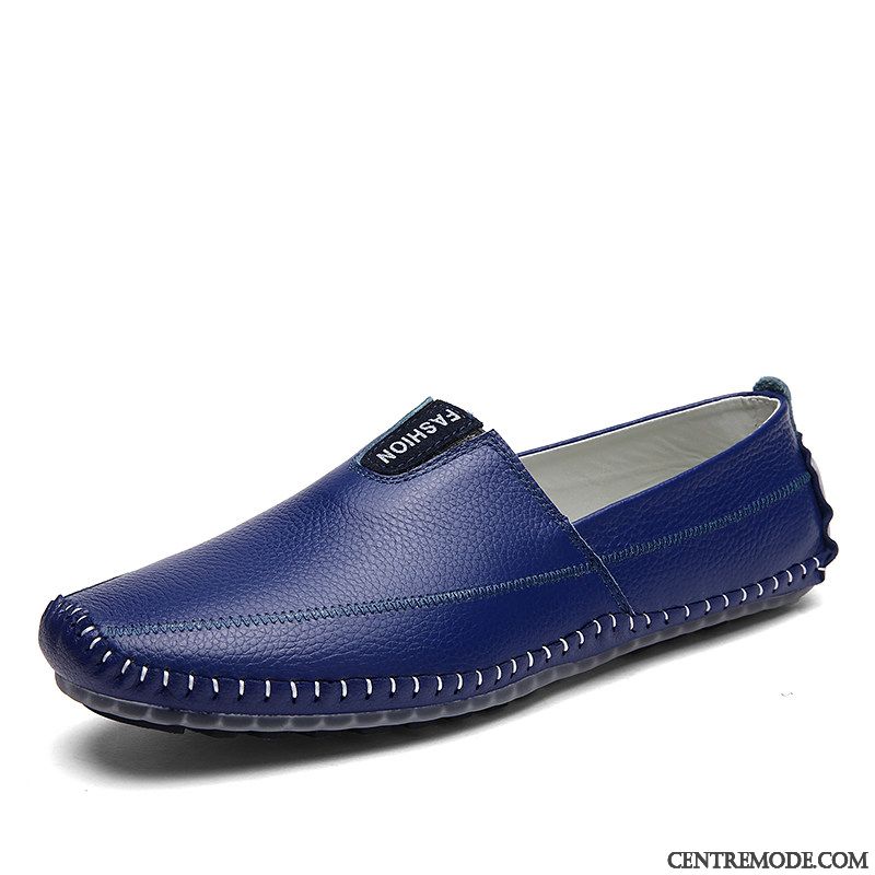 Mocassins Homme Crocodile Semelle Doux Décontractée Jeunesse L'automne Chaussures En Cuir Bleu