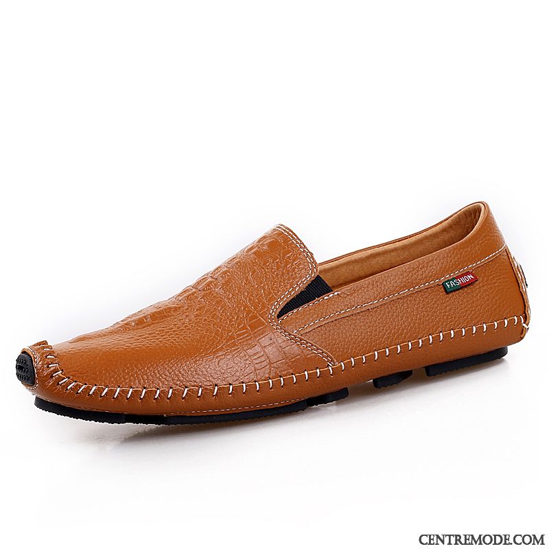 Mocassins Homme Crocodile Semelle Doux Décontractée Jeunesse L'automne Chaussures En Cuir Bleu