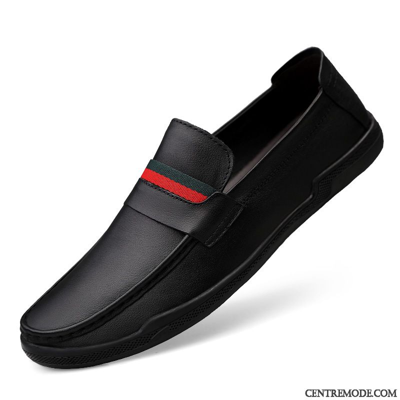 Mocassins Homme Cuir Véritable Chaussures De Conduite Chaussures En Cuir L'automne Flâneurs Décontractée Noir