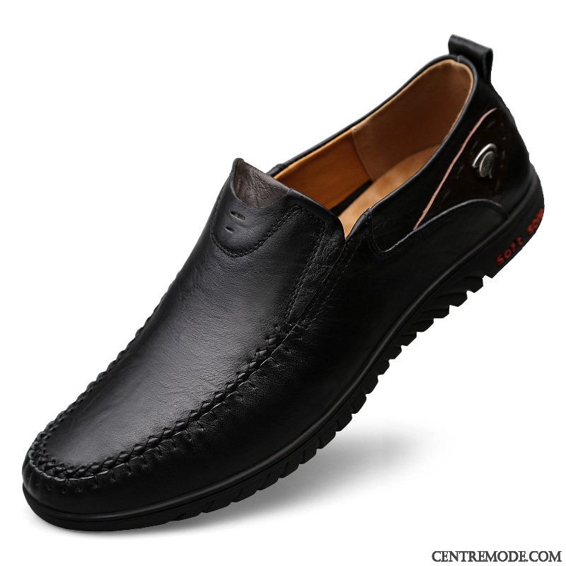 Mocassins Homme Cuir Véritable Décontractée Chaussures En Cuir Semelle Doux Flâneurs Tous Les Assortis Marron