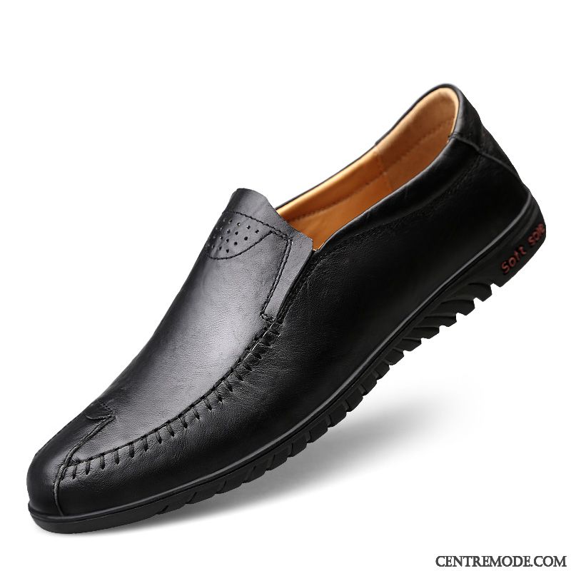 Mocassins Homme Cuir Véritable Décontractée Chaussures En Cuir Semelle Doux Flâneurs Tous Les Assortis Marron