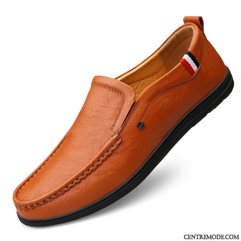 Mocassins Homme Cuir Véritable Décontractée Chaussures En Cuir Semelle Doux Flâneurs Tous Les Assortis Marron