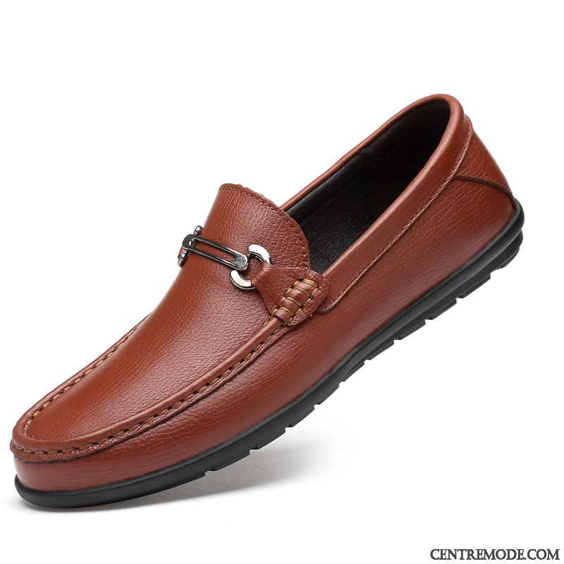 Mocassins Homme Cuir Véritable Grande Taille Chaussures En Cuir Été Décontractée Tendance Noir