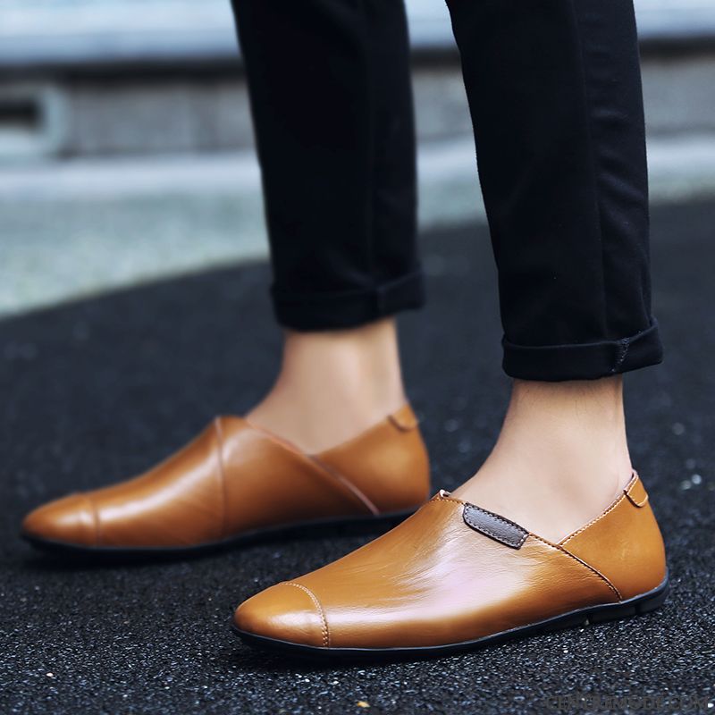 Mocassins Homme Cuir Véritable Grande Taille Été Conduire Chaussures En Cuir Semelle Doux Bleu