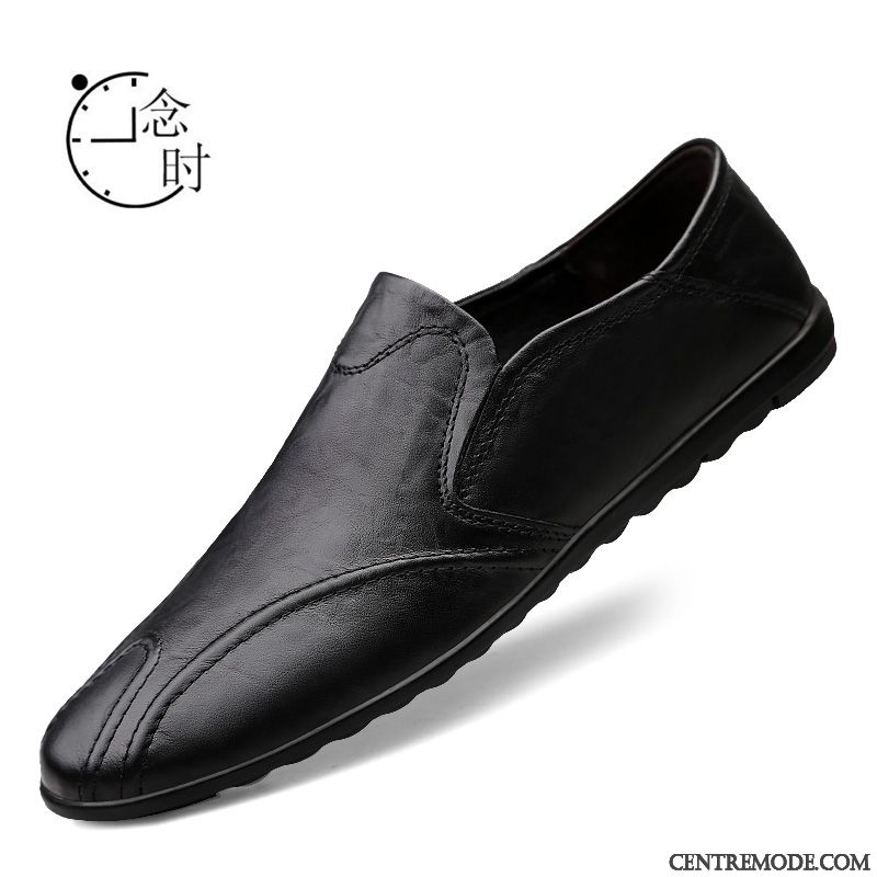 Mocassins Homme Décontractée Chaussures En Cuir Cuir Véritable Tous Les Assortis Semelle Doux L'automne Marron Clair