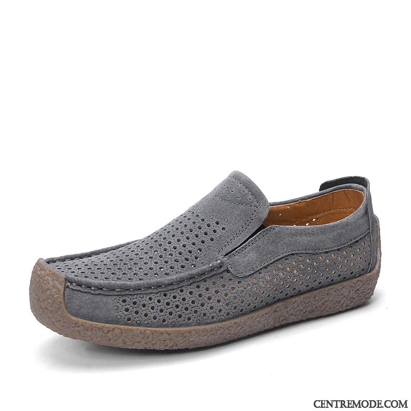 Mocassins Homme Décontractée Slip-on Angleterre Semelle Épaisse Antidérapant Augmenté Gris