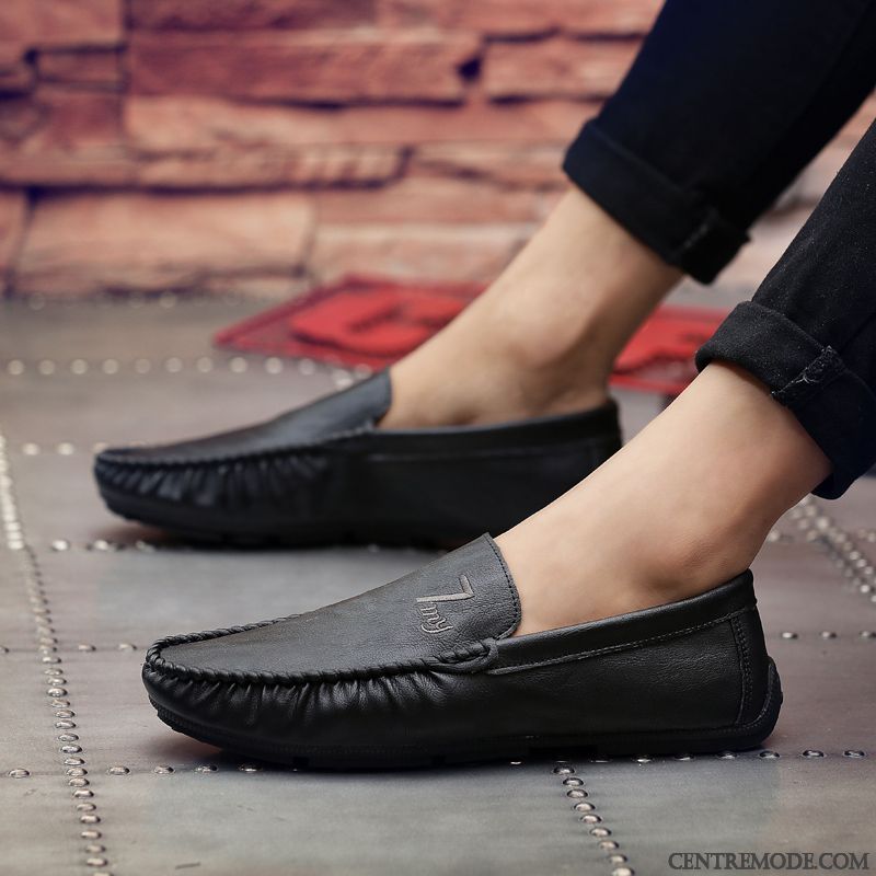 Mocassins Homme Décontractée Tendance De Boîtier Printemps Chaussures En Cuir Noir