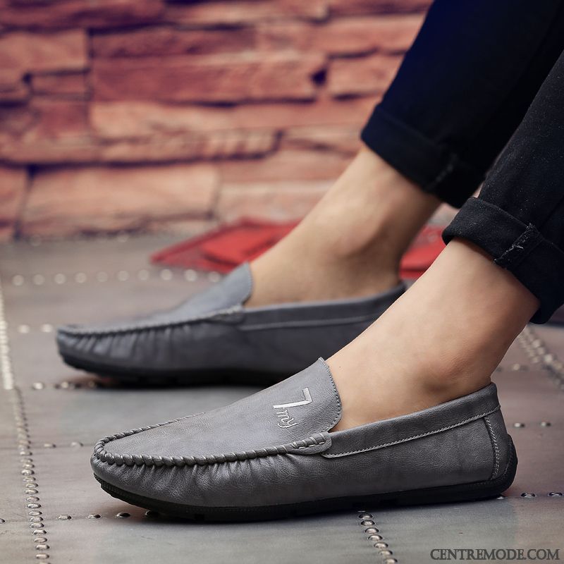 Mocassins Homme Décontractée Tendance De Boîtier Printemps Chaussures En Cuir Noir