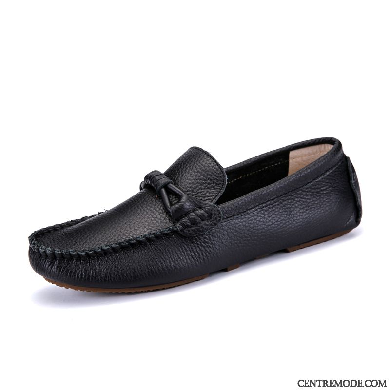 Mocassins Homme En Cuir Décontractée Slip-on Flâneurs Semelle Doux Chaussures En Cuir Blanc Rouge