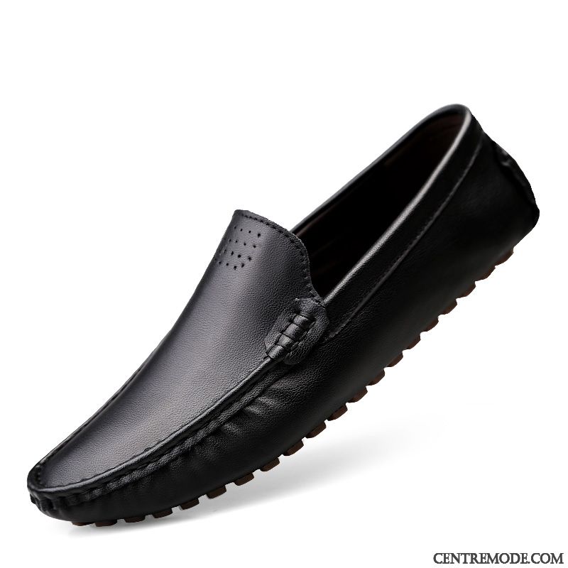 Mocassins Homme Entreprise Décontractée Chaussures En Cuir Respirant Cuir Véritable Été Brun