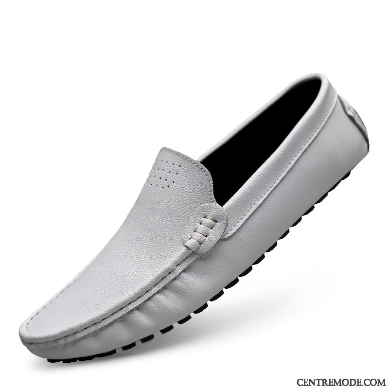 Mocassins Homme Entreprise Décontractée Chaussures En Cuir Respirant Cuir Véritable Été Brun