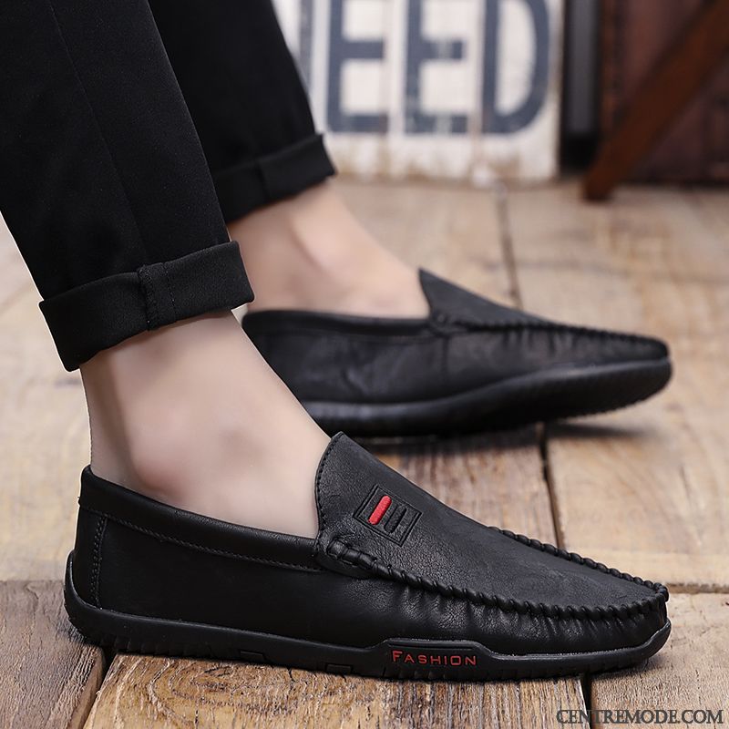 Mocassins Homme Flâneurs Respirant Conduire Tendance Été Slip-on Noir