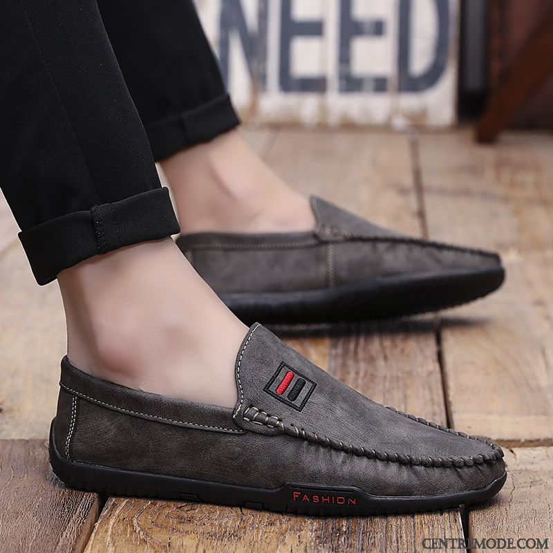 Mocassins Homme Flâneurs Respirant Conduire Tendance Été Slip-on Noir