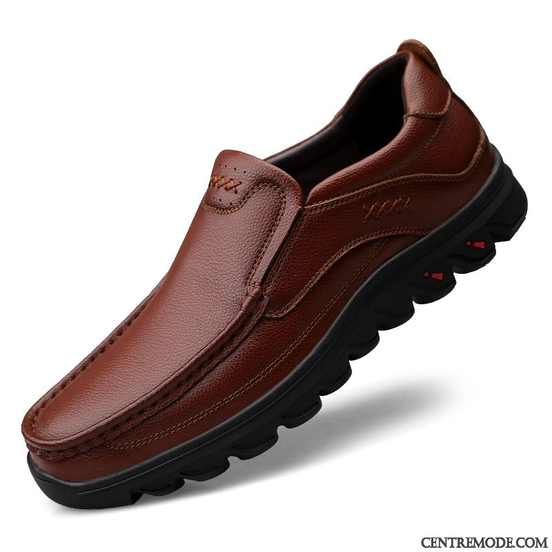 Mocassins Homme Flâneurs Respirant Entreprise Chaussures En Cuir Printemps Cuir Véritable Noir