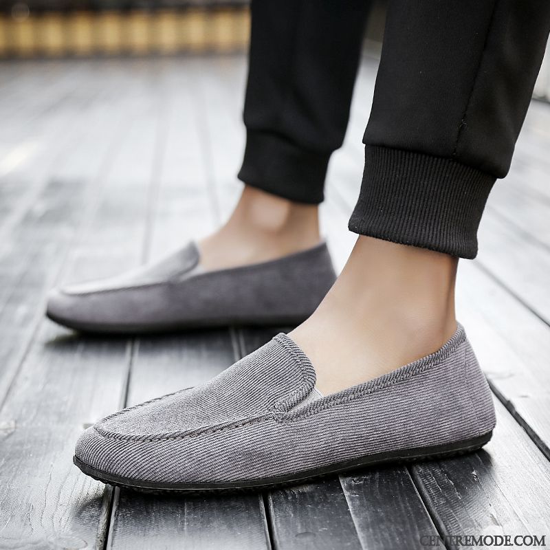 Mocassins Homme Flâneurs Tendance Printemps Slip-on Décontractée Chaussures En Tissu Bleu Noir