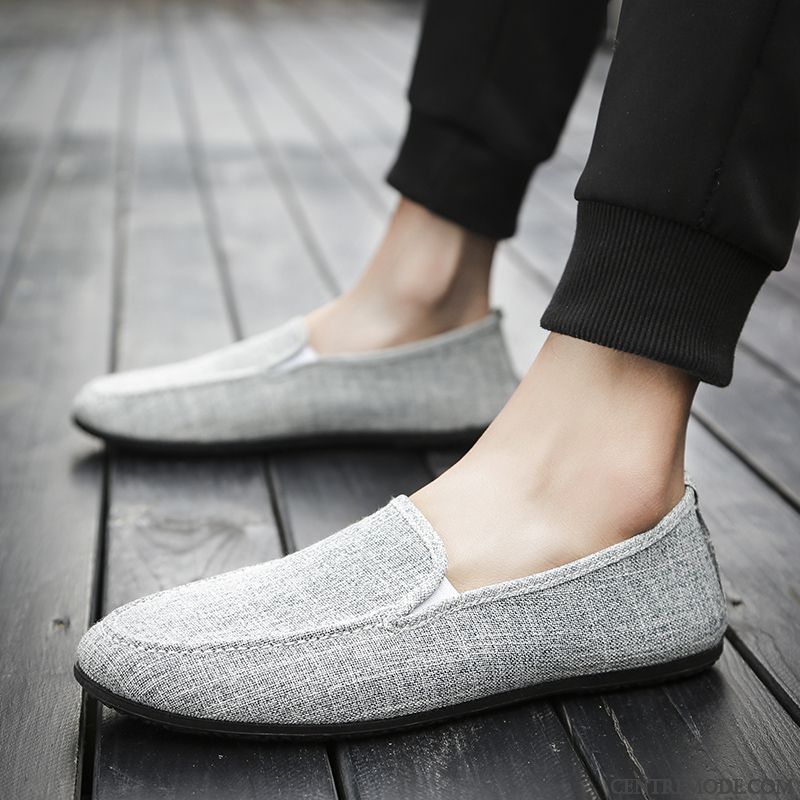 Mocassins Homme Flâneurs Tendance Printemps Slip-on Décontractée Chaussures En Tissu Bleu Noir