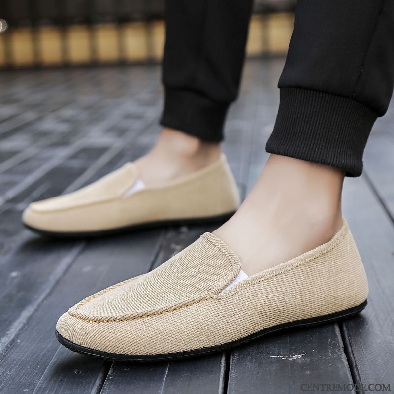 Mocassins Homme Flâneurs Tendance Printemps Slip-on Décontractée Chaussures En Tissu Bleu Noir