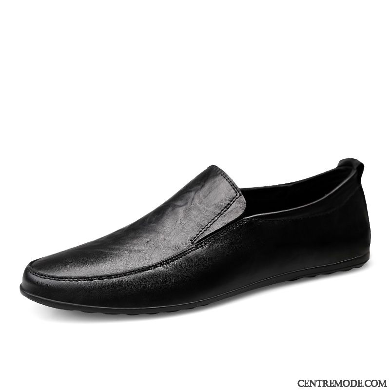 Mocassins Homme Mode Cuir Véritable Semelle Doux Angleterre Décontractée Été Marron