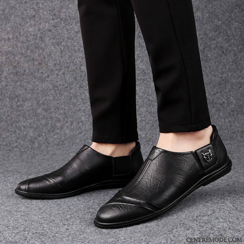Mocassins Homme Mode Printemps Semelle Doux Slip-on Flâneurs Chaussures En Cuir Marron
