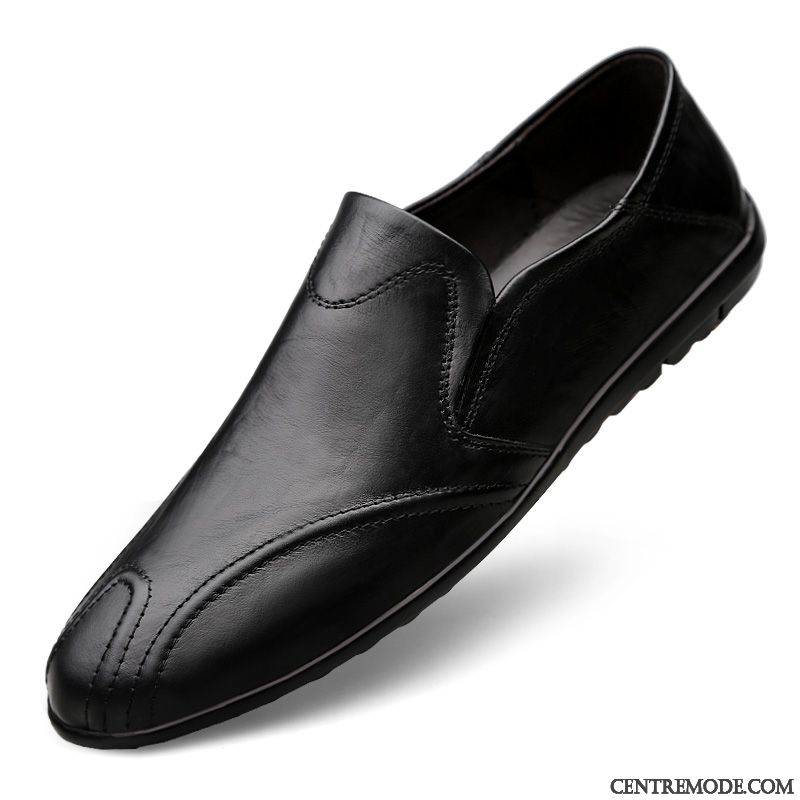 Mocassins Homme Mode Printemps Semelle Doux Slip-on Flâneurs Chaussures En Cuir Marron