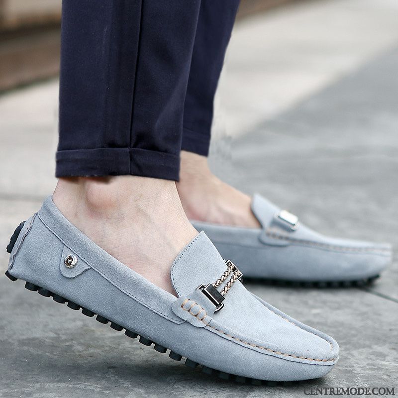 Mocassins Homme Pas Cher Cuir Turquoise Blanc D'huître, Mocassin Bleu Marine Homme
