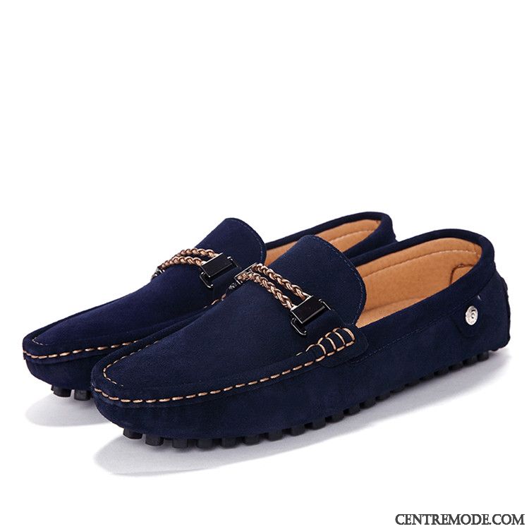 Mocassins Homme Pas Cher Cuir Turquoise Blanc D'huître, Mocassin Bleu Marine Homme