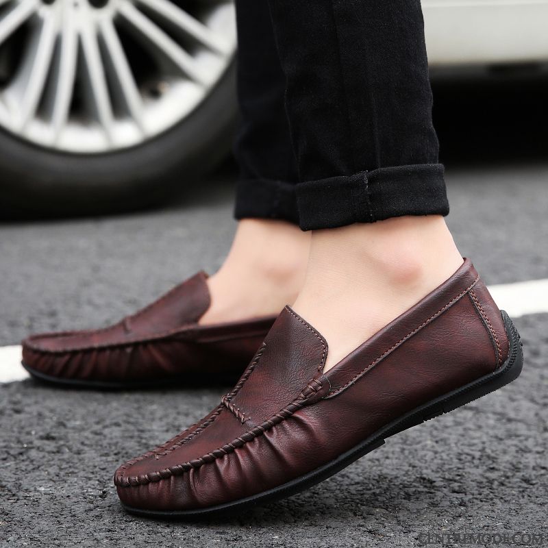 Mocassins Homme Personnalité Respirant Tous Les Assortis Tendance Slip-on L'automne Rouge Marron