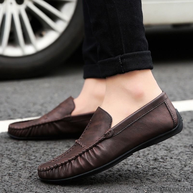 Mocassins Homme Personnalité Respirant Tous Les Assortis Tendance Slip-on L'automne Rouge Marron