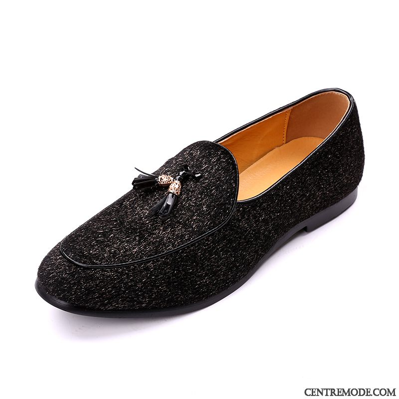 Mocassins Homme Personnalité Rétro Décontractée Tendance Pointe Pointue Augmenté Noir Or