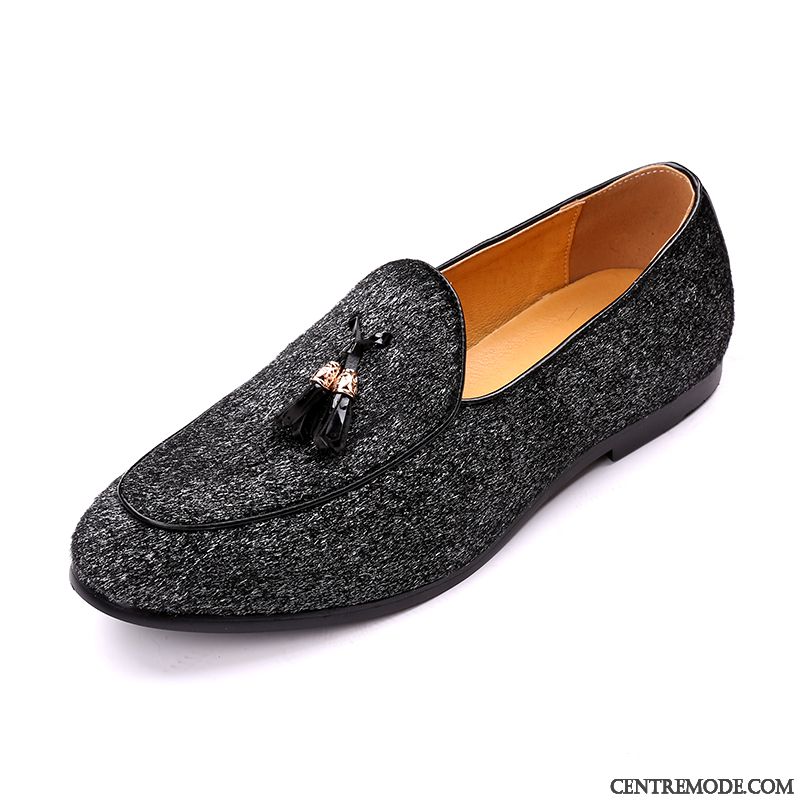 Mocassins Homme Personnalité Rétro Décontractée Tendance Pointe Pointue Augmenté Noir Or