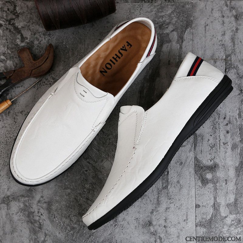 Mocassins Homme Printemps Décontractée Slip-on Cuir Véritable En Cuir Flâneurs Marron