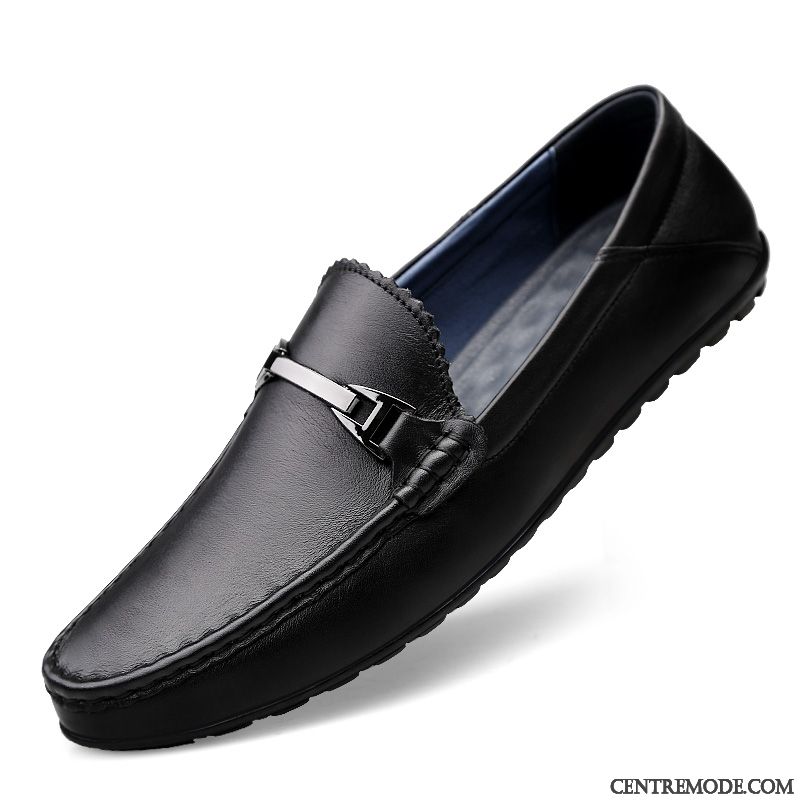 Mocassins Homme Respirant Chaussures En Cuir Dessus Cuir Décontractée Cuir Véritable Printemps Blanc