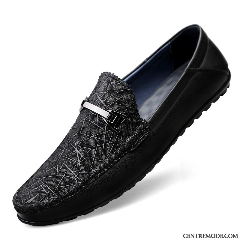Mocassins Homme Respirant Chaussures En Cuir Dessus Cuir Décontractée Cuir Véritable Printemps Blanc
