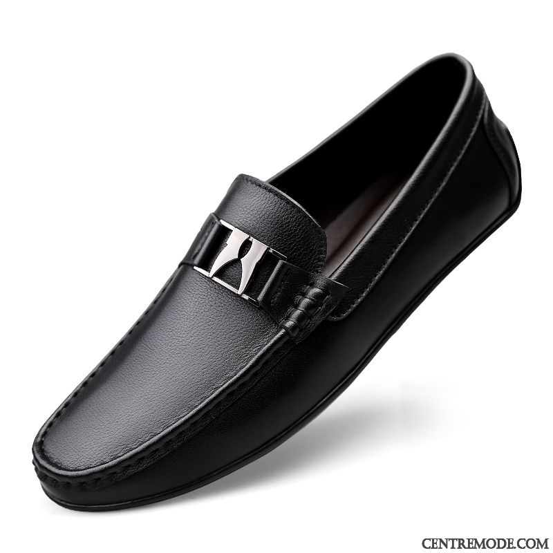 Mocassins Homme Respirant Chaussures En Cuir Dessus Cuir Décontractée Cuir Véritable Printemps Blanc