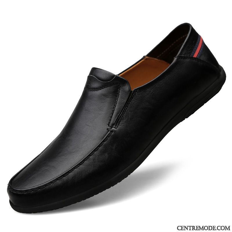 Mocassins Homme Respirant Cuir Véritable Été Semelle Doux Décontractée Chaussures En Cuir Marron