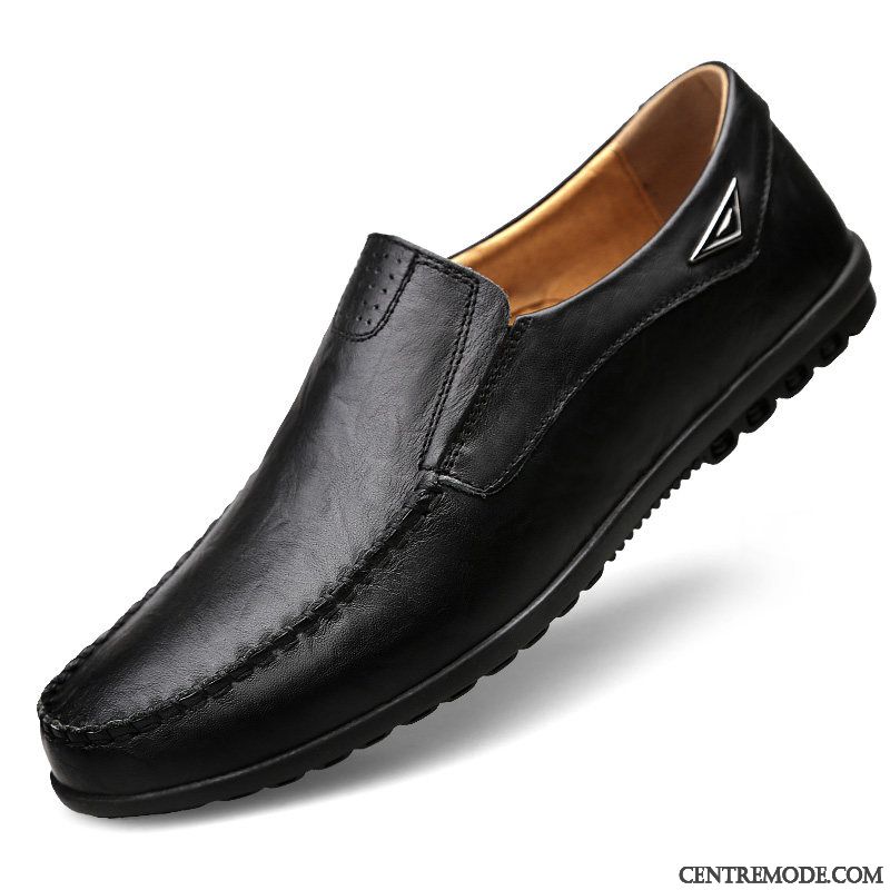 Mocassins Homme Respirant Cuir Véritable Été Semelle Doux Décontractée Chaussures En Cuir Marron