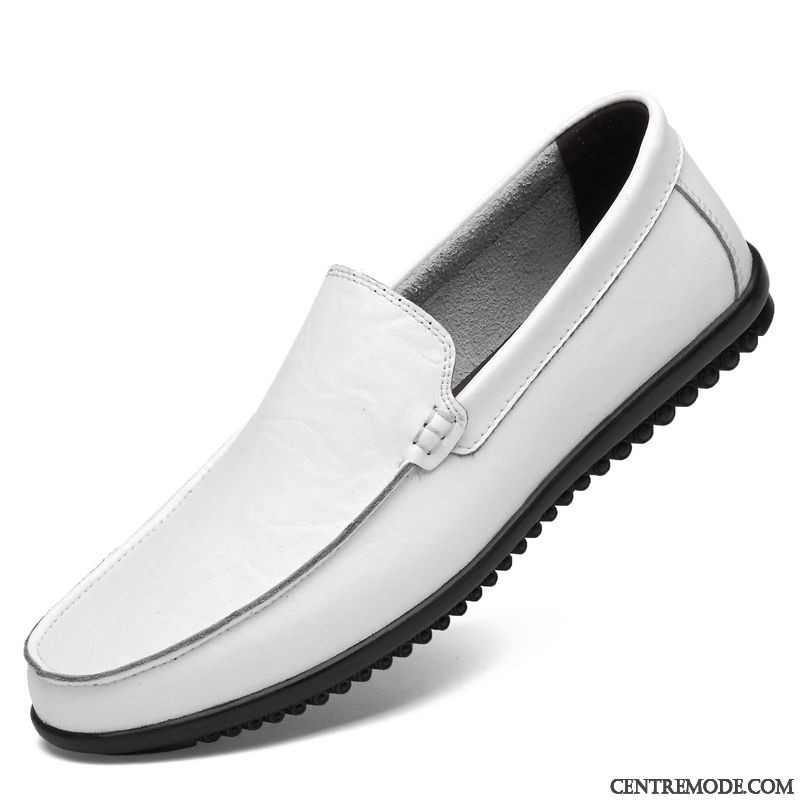 Mocassins Homme Respirant Décontractée Été Chaussures En Cuir Creux Guipure Cuir Véritable Jaune