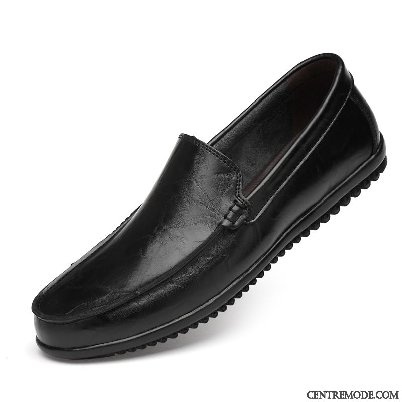Mocassins Homme Respirant Décontractée Été Chaussures En Cuir Creux Guipure Cuir Véritable Jaune