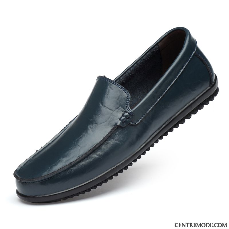 Mocassins Homme Respirant Décontractée Été Chaussures En Cuir Creux Guipure Cuir Véritable Jaune