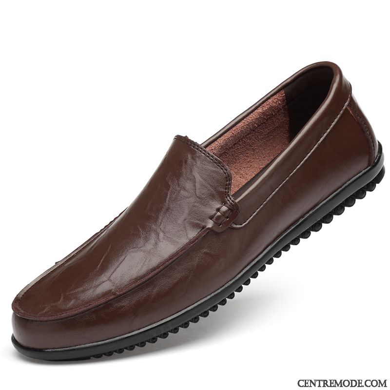 Mocassins Homme Respirant Décontractée Été Chaussures En Cuir Creux Guipure Cuir Véritable Jaune