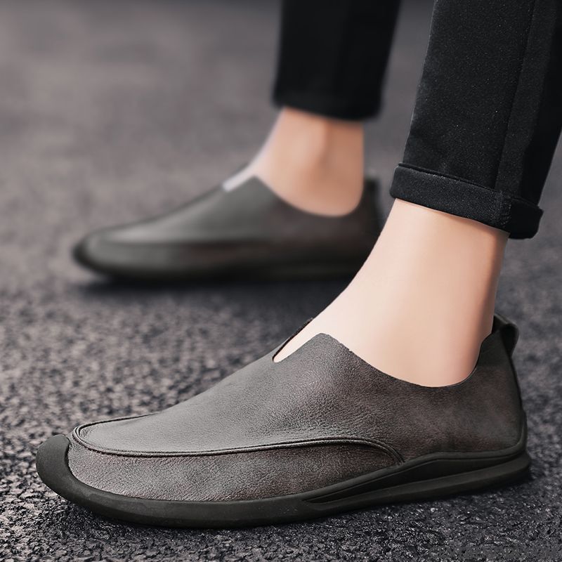 Mocassins Homme Slip-on Décontractée Cuir Véritable Angleterre Conduire En Cuir Blanc