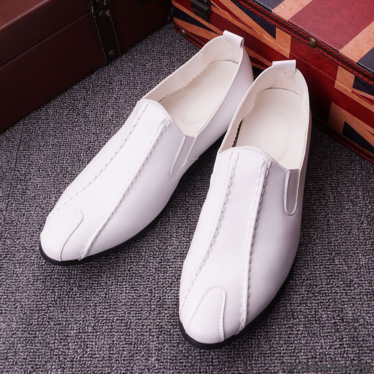 Mocassins Homme Slip-on Décontractée Pointe Pointue Angleterre Tendance Tous Les Assortis Blanc